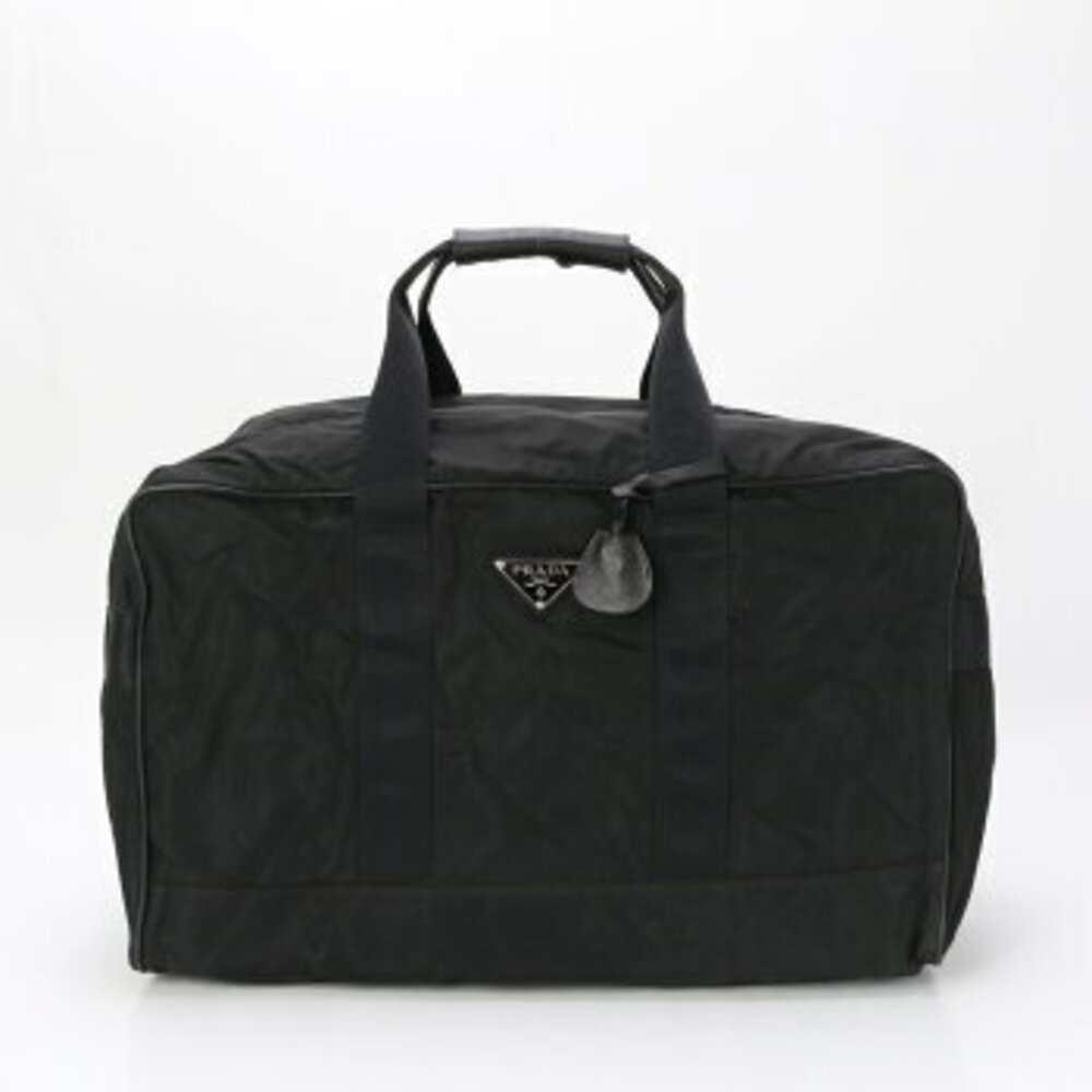 Prada Tessuto leather Boston bag triangle logo business trips travel black